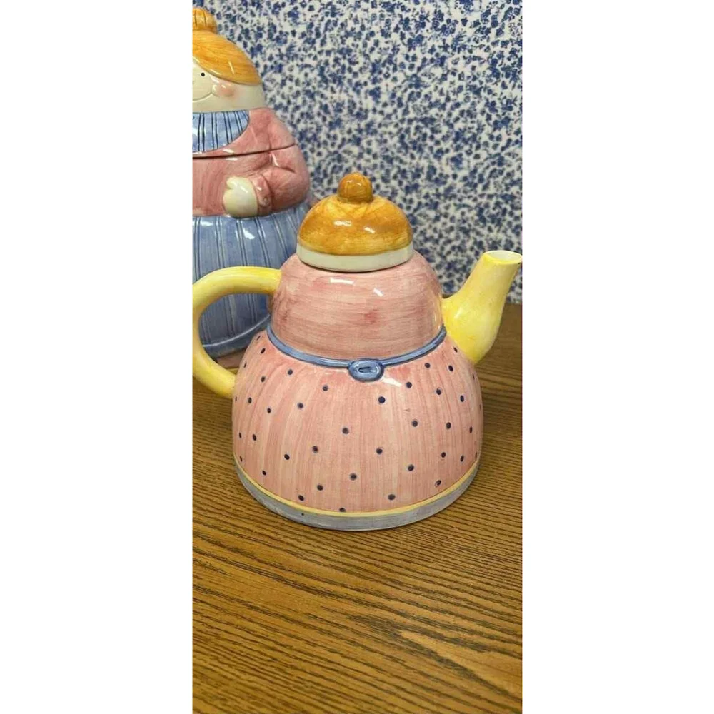 Down Home Collection Farmer Wife Roshco 1995 Vintage SET X4 Pot Creamer Sugar
